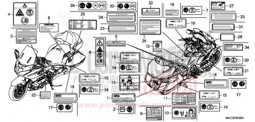ETIQUETTE DE PRECAUTIONS GL1800L de 2020